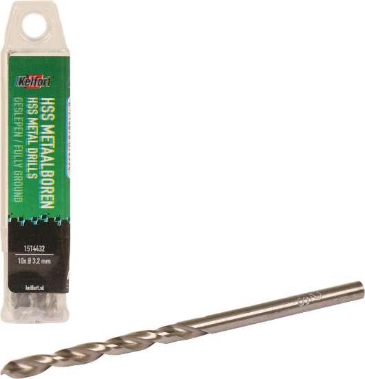 Afbeeldingen van Kelfort Metaalboor Geslepen - Ø3.2mm - HSS 10 stuks 