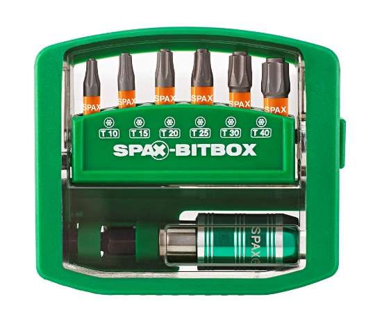 Afbeeldingen van Spax bit set T10 t/m T40 + Rapid bithouder