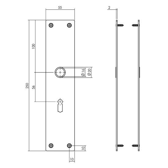 Afbeeldingen van INTERSTEEL Schild renovatie rechthoekig 250x55x2mm RVS mat zwart 2688