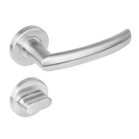 Afbeeldingen van INTERSTEEL Deurkruk Blok op rozet met 7 mm nok toilet-/badkamersluiting rvs geborsteld 1278