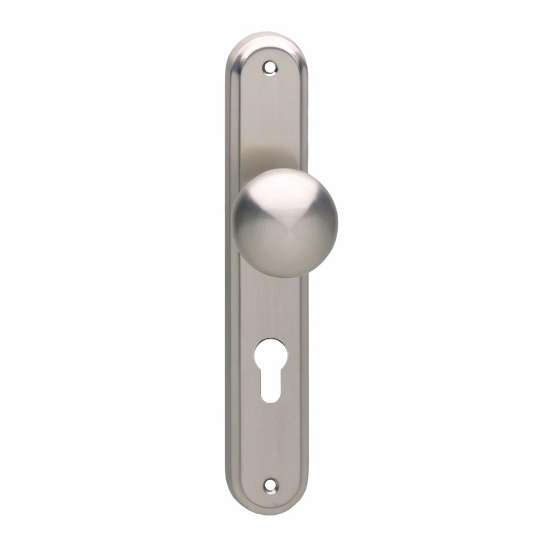 Afbeeldingen van INTERSTEEL Knop op schild profielcilindergat 72 mm nikkel mat 2126