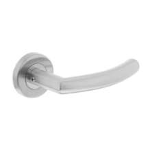 Afbeeldingen van INTERSTEEL Deurkruk Half rond/hoek90° basic op rond geveerde rozet ø53x9mm rvs geborsteld 1238