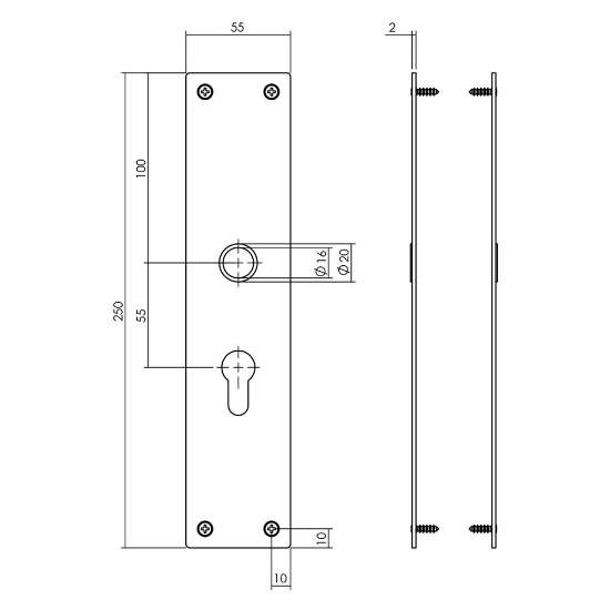 Afbeeldingen van INTERSTEEL Schild renovatie rechthoekig 250 x 55mm x 2mm PC55 RVS 2688