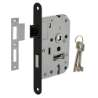 Afbeeldingen van INTERSTEEL Woningbouw klavier dag- en nachtslot 55mm, voorplaat afgerond zwart gelakt, 20x175, doorn 50mm incl. 9547