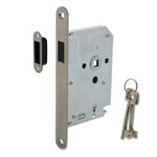 Afbeeldingen van INTERSTEEL Woningbouw magneet klavier dag- en nachtslot 55mm, voorplaat afgerond rvs, 20x175, doorn 50mm incl. 9571