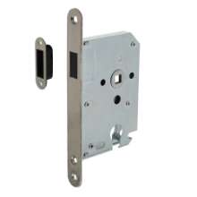 Afbeeldingen van INTERSTEEL Woningbouw magneet cilinder dag- en nachtslot 55mm, voorplaat afgerond rvs, 20x175, doorn 50mm incl. 9571