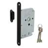 Afbeeldingen van INTERSTEEL Woningbouw magneet klavier dag- en nachtslot 55mm, voorplaat afgerond zwart, 20x175, doorn 50mm incl 9572