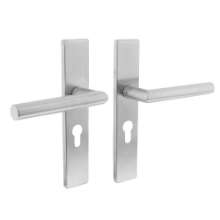 Afbeeldingen van INTERSTEEL Deurkruk Hoek 90°op verdekt schild rechthoek profielcilindergat 55mm met nokken 7mm RVS 1407