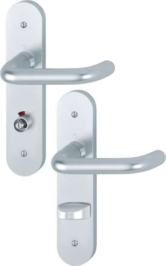 Afbeeldingen van Hoppe Binnendeurgarnituur aluminium op schild Paris 138L/3056RF-3 - Links - F1