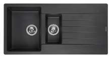 Afbeeldingen van Reginox Spoelbak Harlem 15 - 33x44+16x30 - Opbouw Black Silver UK 