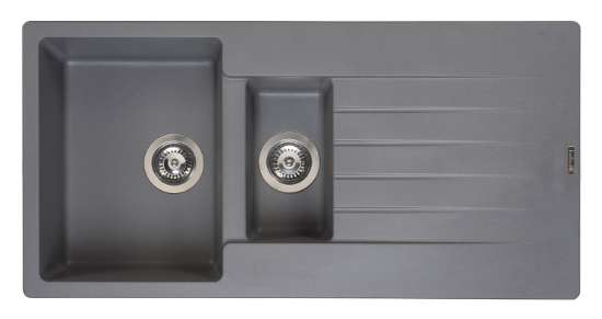 Afbeeldingen van Reginox Spoelbak Harlem 15 - 33x44+16x30 - Opbouw Grey Silver UK 
