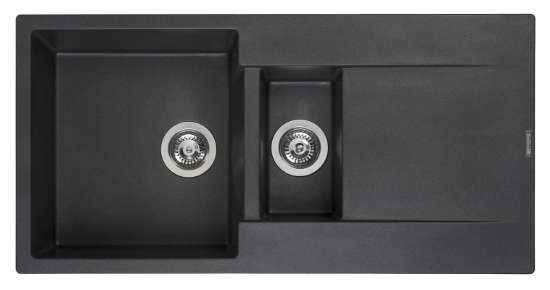 Afbeeldingen van Reginox Spoelbak Amsterdam 15 - 40x44+16x30 - Opbouw Black Silver NL 
