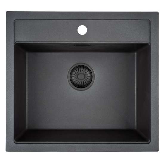 Afbeeldingen van Caressi spoelbak CAGR50KRBK-TU - 50x40 - opbouw Black Line 