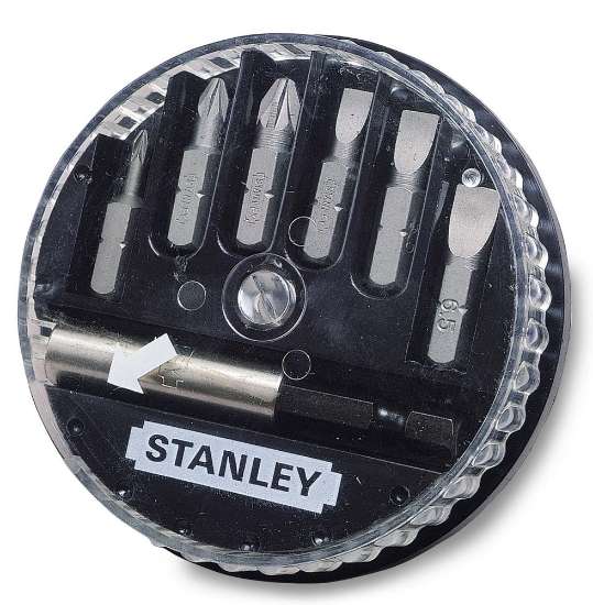 Afbeeldingen van Stanley assortiment bits - zaagsnede/PH en PZ - 7 delig met magnetische bithouder