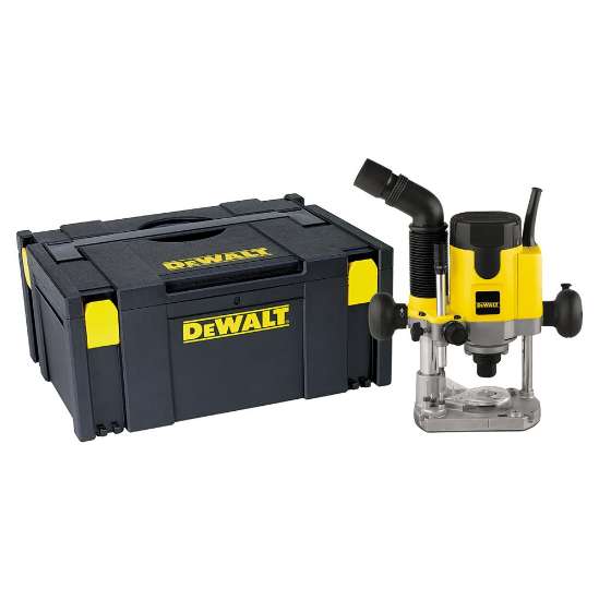 Afbeeldingen van DeWalt elektrische invalfrees DW621KT-QS - 1100 Watt - inclusief parallelgeleider met fijnafstelling stofafzuigadapter in TSTAK koffer
