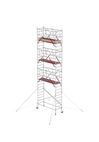 Afbeeldingen van Altrex Rolsteiger smal - aluminium met voorloopleuningen en schoren in de basis RS TOWER 41