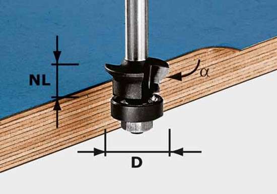 Afbeeldingen van Festool Fase- Kantenfrees HW S8 D24/0° +45°