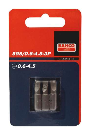 Afbeeldingen van Bahco bits 0,6x4,5 25mm1/4 blister a 3 stuks