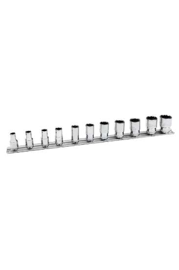 Afbeeldingen van Bahco 1/4'' dopsleutelset 11 delig op rail