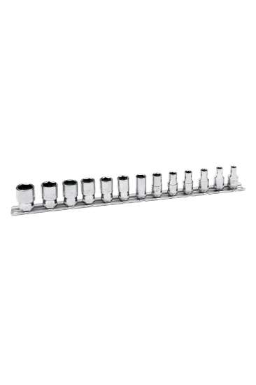 Afbeeldingen van Bahco dopsleutelset 13 delig 1/4'' op rail