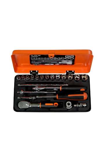 Afbeeldingen van Bahco dopsleutelset 21 delig 1/4'' met metalen doos