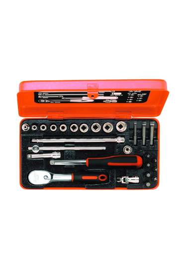 Afbeeldingen van Bahco dopsleutelset 27 delig 1/4'' met metalen doos