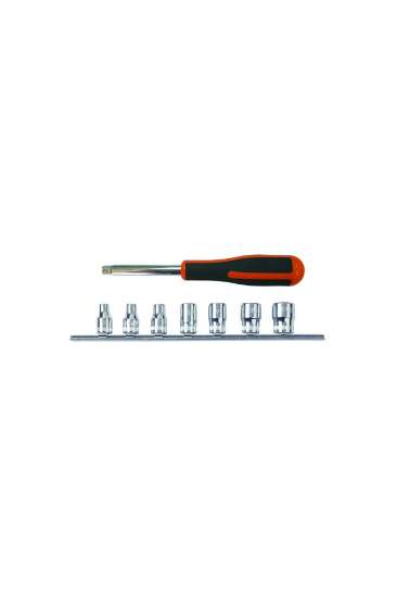 Afbeeldingen van Bahco dopsleutelset 7 delig 1/4'' op rail