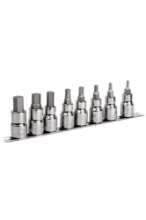 Afbeeldingen van Bahco schroevendraaier dopsleutelset 8 delig 1/2'' op rail houder