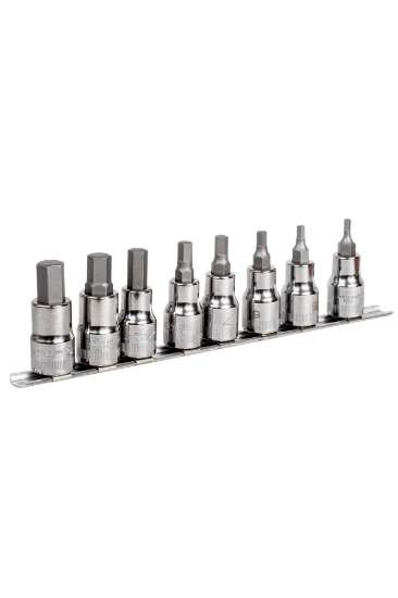 Afbeeldingen van Bahco schroevendraaier dopsleutelset 8 delig 1/2'' op rail houder