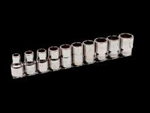 Afbeeldingen van Bahco 1/2'' dopsleutelset 10 delig op rail houder