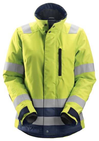 Afbeeldingen van Snickers Allround damesjack klasse 2/3 1137-6695, Maat L, high-visibillity geel/donker blauw