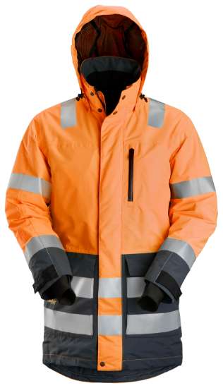 Afbeeldingen van Snickers Allround parka klasse 3 1830-5558, Maat M, high-visibillity oranje/staal, grijs