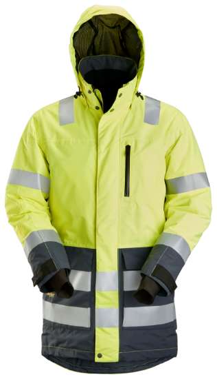 Afbeeldingen van Snickers Allround parka klasse 3 1830-6658, Maat 3XL, high-visibillity geel/staal, grijs