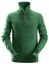 Afbeeldingen van Snickers sweater wol half zip 2905-3900, Maat 3XL, bosgroen