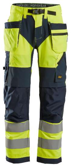 Afbeeldingen van Snickers FlexiWork werkbroek, klasse 2 6932-6695, Maat 256, high-visibillity geel/donker blauw