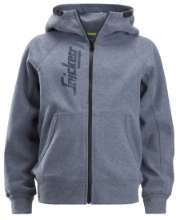 Afbeeldingen van Snickers junior logo zip hoodie 7508-3400, Maat 104, gemeleerd blauwgrijs