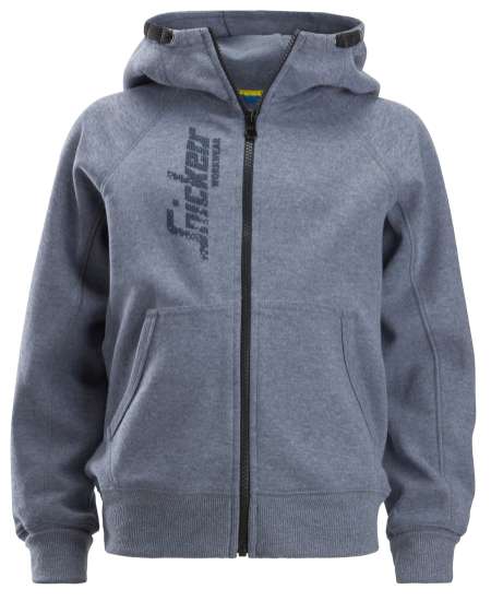 Afbeeldingen van Snickers junior logo zip hoodie 7508-3400, Maat 164, gemeleerd blauwgrijs