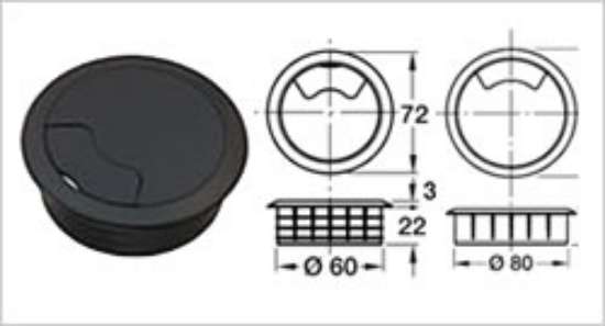 Afbeeldingen van Kabelset diam. 80 mm zwart