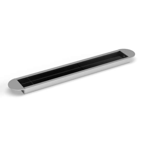 Afbeeldingen van BMB kabeldoorvoer EXIT NCT - ronde eindkappen 69x450x20mm - Geanodiseerd aluminium met zwarte borstelafdichting 