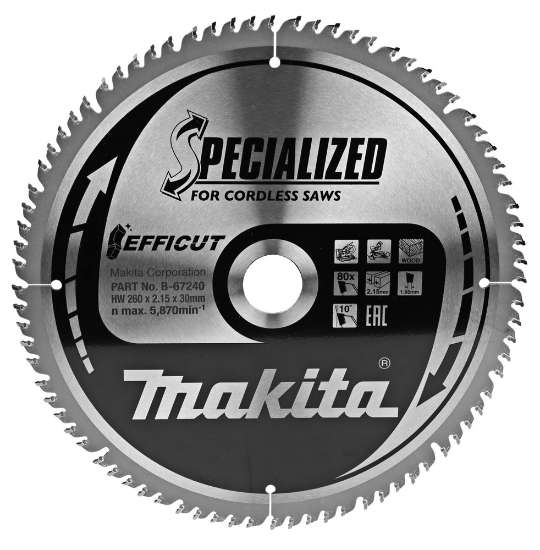 Afbeeldingen van Makita zaagblad efficut - 260x30x2,15mm 80 Tands 