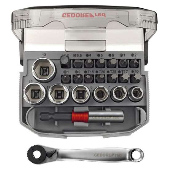 Afbeeldingen van Gedore Red Dopsleutelset 1/4” SW 6-13 mm + bits, 23 delig