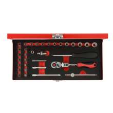 Afbeeldingen van Gedore Red Dopsleutelset 1/4” SW 4-13 mm, 33 delig