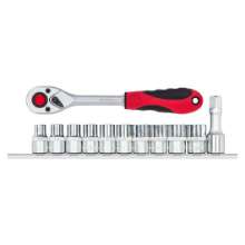 Afbeeldingen van Gedore Red Dopsleutel + ratel 1/2” zeskant + rail, 12 delig
