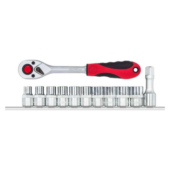 Afbeeldingen van Gedore Red Dopsleutel + ratel 1/2” zeskant + rail, 12 delig