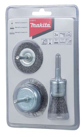 Afbeeldingen van Makita Borstelset 3dlg 6mm Pens/Vlak D-66070