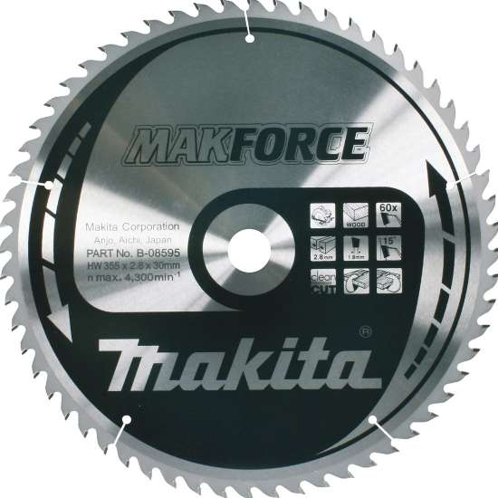 Afbeeldingen van Makita Zaagb Hout 355x30x60T 15G B-08595