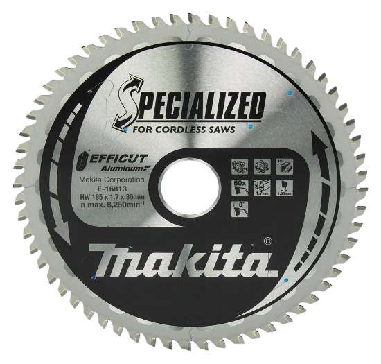 Afbeeldingen van Makita Zaagblad Efficut - Ø185x30mm 60T 0° - geschikt voor aluminium