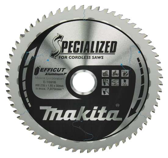Afbeeldingen van Makita Zaagblad Efficut - Ø216x30mm 63T 0° - geschikt voor aluminium