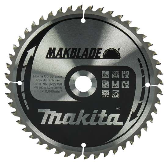 Afbeeldingen van Makita Zaagb Hout 190X20X2,2 48T 5G B-32758