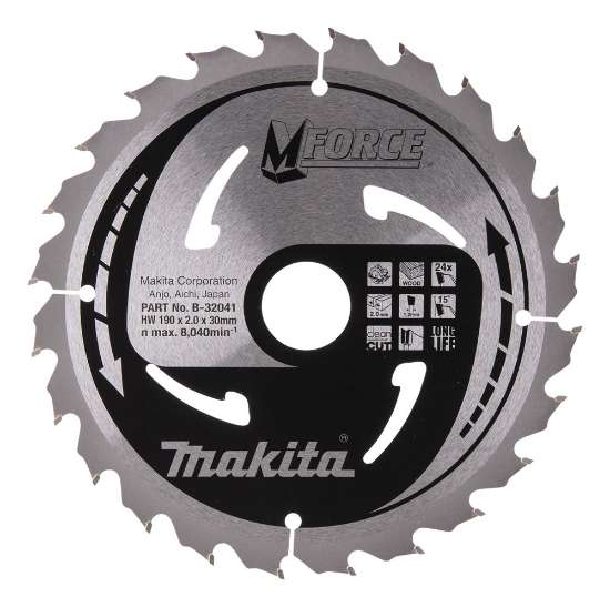 Afbeeldingen van Makita zaagblad - Ø190x30x2.0mm HM 24 Tands 15° - voor hout